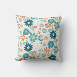 Almofada Hippy Retro Vibe 70s Daisy Peace Blue Orange Baby