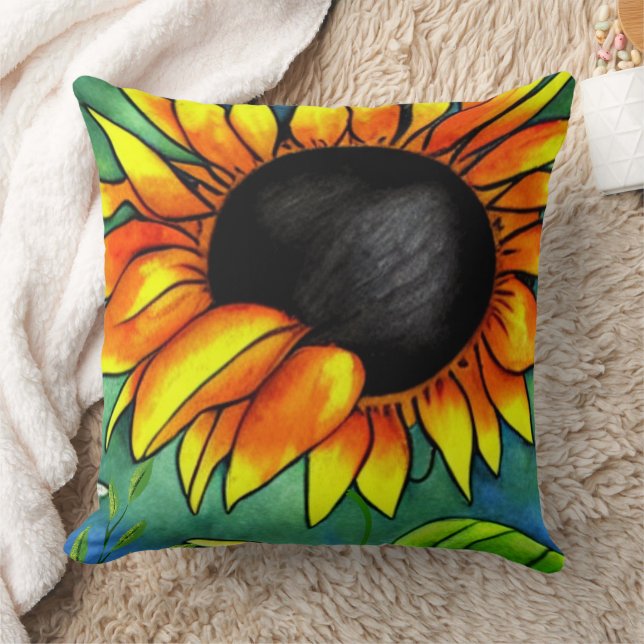 Almofada Hipster de Na moda Elegante Artístico Sunflower Cr (Cobertor)