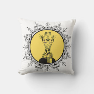 Almofada Hipster Geek Giraffe Engraçado