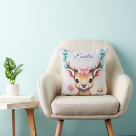 Almofada Hirsch mit Blumen - Wasserfarbe Kindermotiv