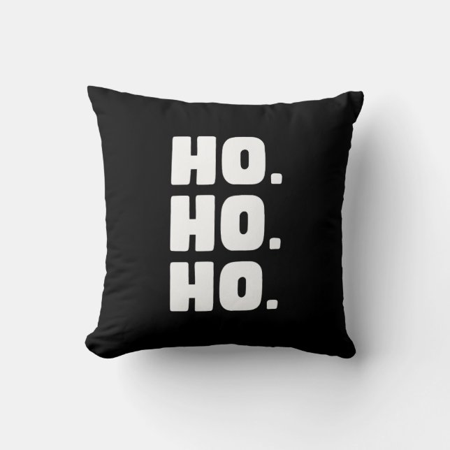 Almofada HO. HO. HO. Black & White With Buffalo Plaid Back (Frente)