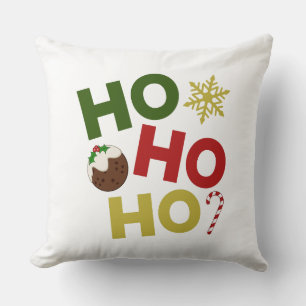 Almofada HO HO HO + pudim de Natal, doce, floco de neve