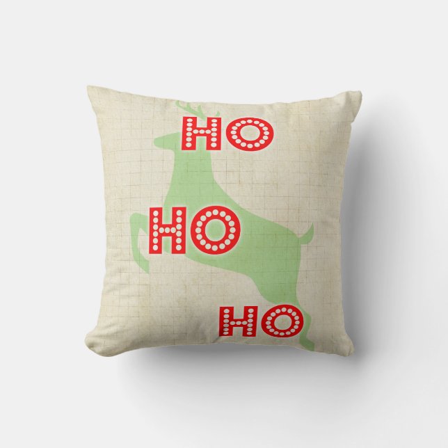 Almofada ho ho ho rena vermelha verde natal (Frente)