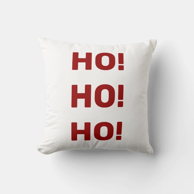 Almofada Ho! Ho! Ho! Texto vermelho de Natal (Frente)