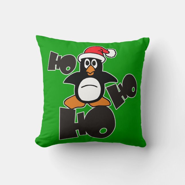 Almofada Ho Ho - Pinguim - Feliz Natal + sua ideia (Frente)