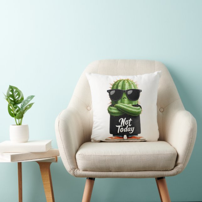 Almofada "Hoje não" Cactus com óculos e atitude (Cadeira)