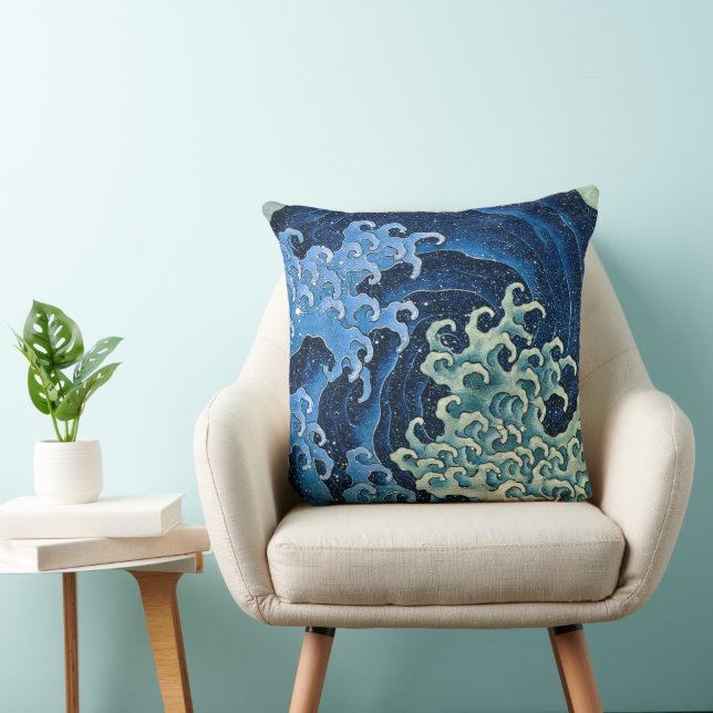 Almofada Hokusai Feminine Wave Vintage Ocean (Cadeira)