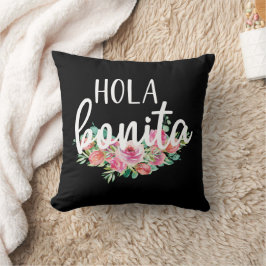 Almofada Hola Bonita Rosas Espanholas Tipografia Chic Moder