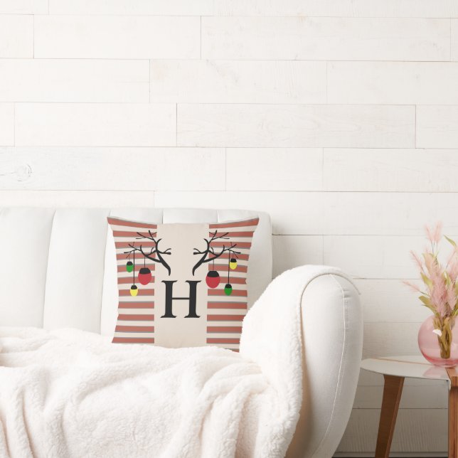 Almofada Holiday Antlers Monogram Initials (Sofá)