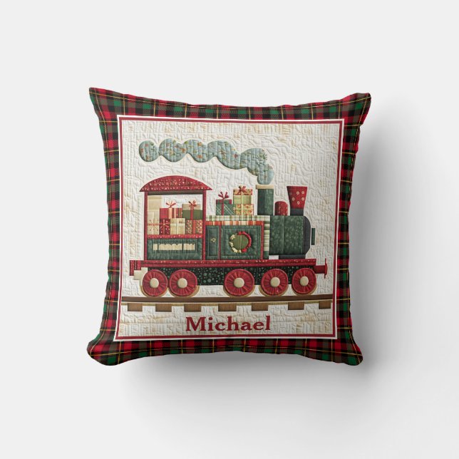 Almofada Holiday Christmas Quilted Train I Kids Gifts (Frente)