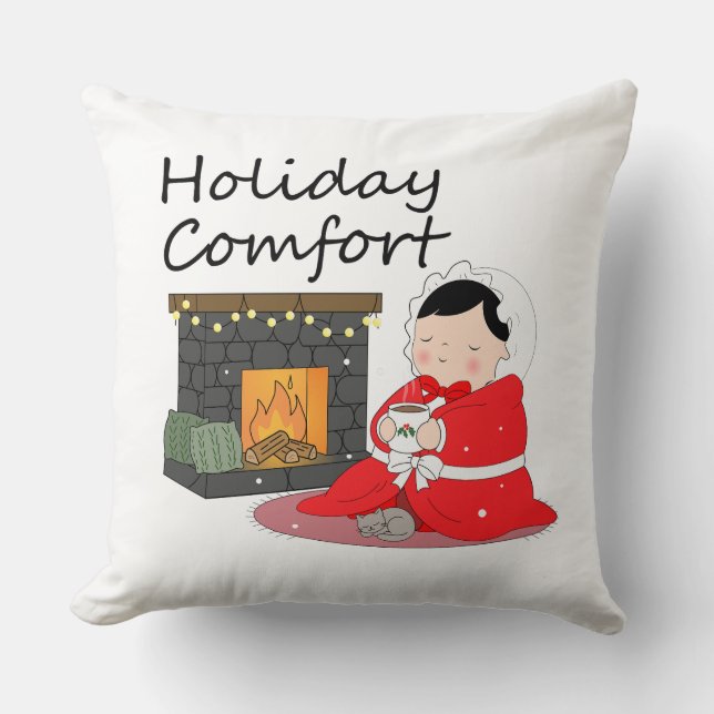 Almofada Holiday Comfort - Christmas themed Throw Pillow (Frente)