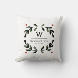 Almofada Holiday Farmhouse Monogram Wreath