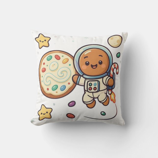 Almofada Holiday Gingerbread Astronaut Christmas Cute Space (Frente)
