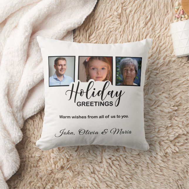 Almofada Holiday White 3 Photo Glitter Effect Christmas (Cobertor)