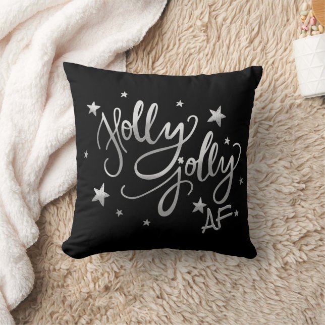 Almofada Holly Jolly AF | Manuscrito De Folha Brilhante Pre (Cobertor)