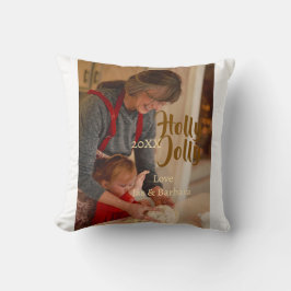 Almofada Holly Jolly family holiday photo beige year naboho