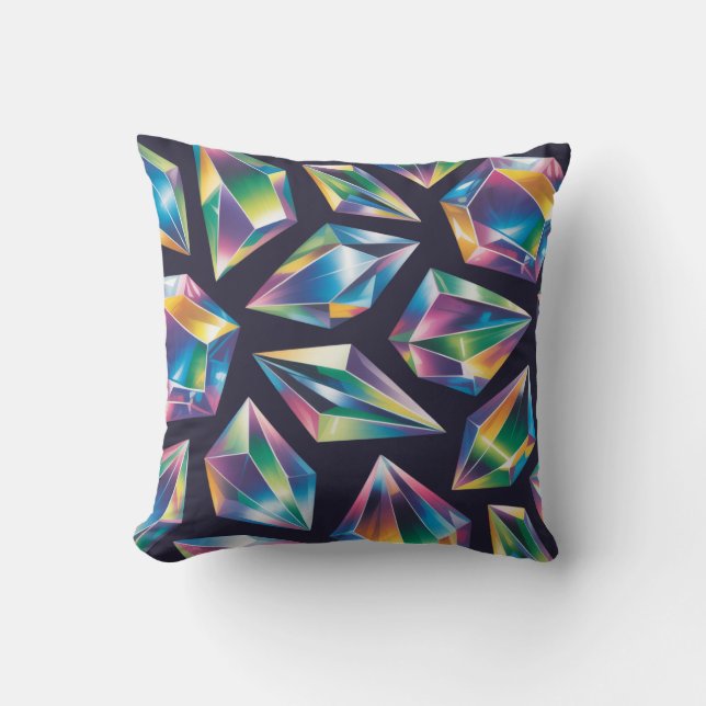 Almofada Holographic Iridescent Gemstones Seamless Pattern (Frente)