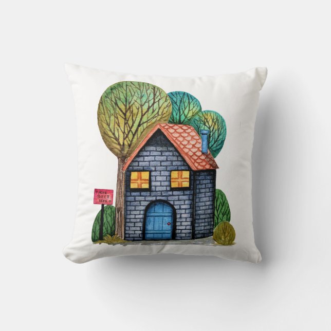 Almofada Home Art Bonito De Aquarela (Frente)