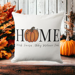 Almofada Home Fall Orange Pumpkin Personalizado Nomes da Fa