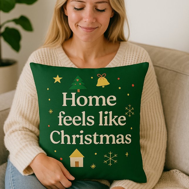 Almofada Home Feels Like Christmas | Cozy Holiday  (home feels like christmas pillow
)