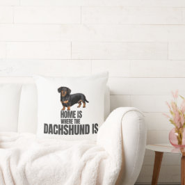 Almofada Home Is Where the Black & Tan Dachshund Is