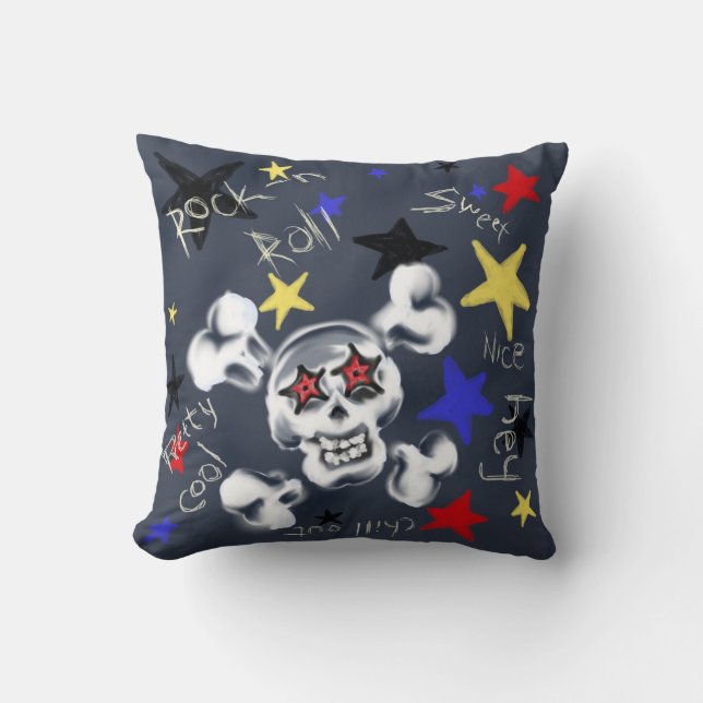 Almofada Home - Rock'n'Roll Skull (Frente)