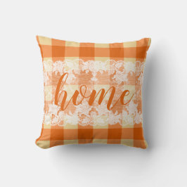 Almofada Home script gingham orange farm padrão