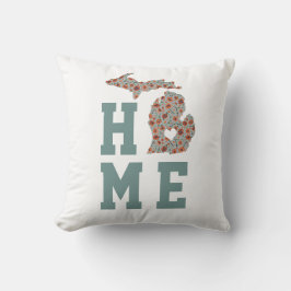 Almofada Home State Of Michigan With Poppies Floral Pattern