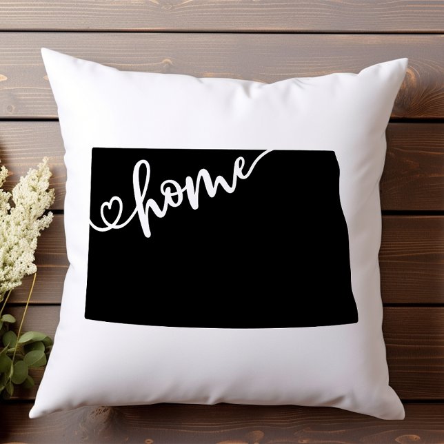 Almofada Home State Outline Heart Dakota do Norte (Criador carregado)