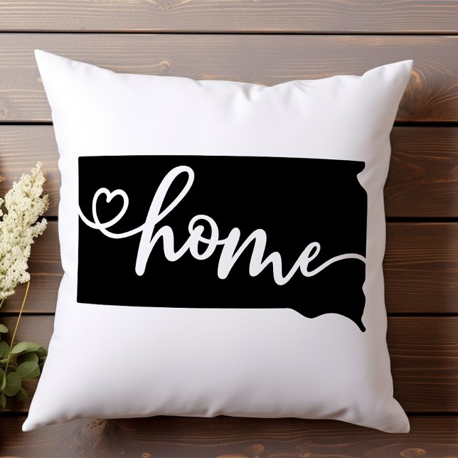 Almofada Home State Outline Heart Dakota do Sul (Criador carregado)