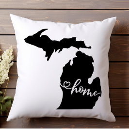 Almofada Home State Outline Heart Michigan