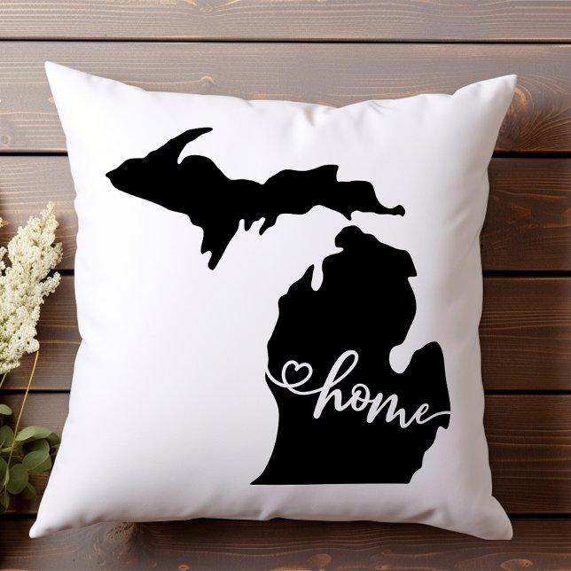 Almofada Home State Outline Heart Michigan (Criador carregado)
