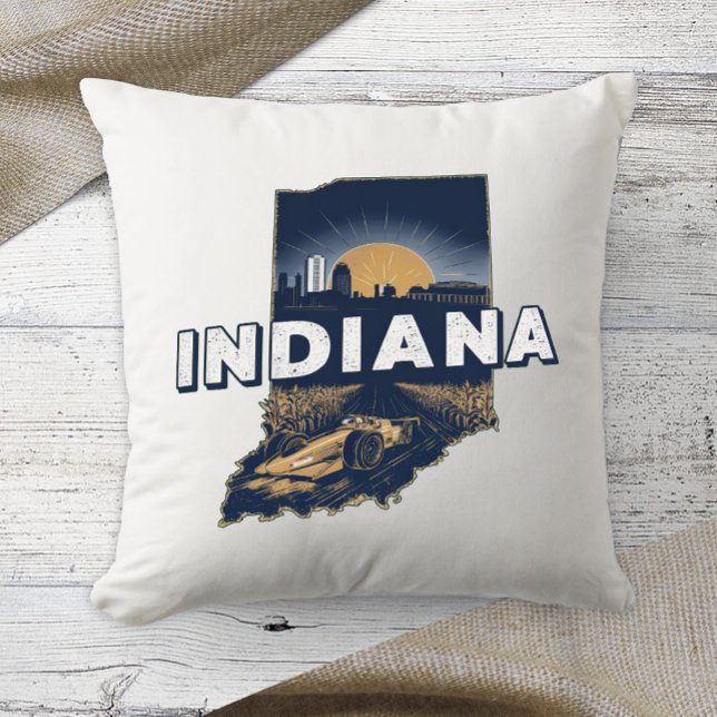 Almofada Home State Retro Color Indiana (Criador carregado)