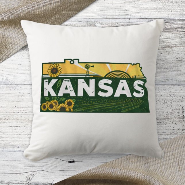 Almofada Home State Retro Color Kansas (Criador carregado)