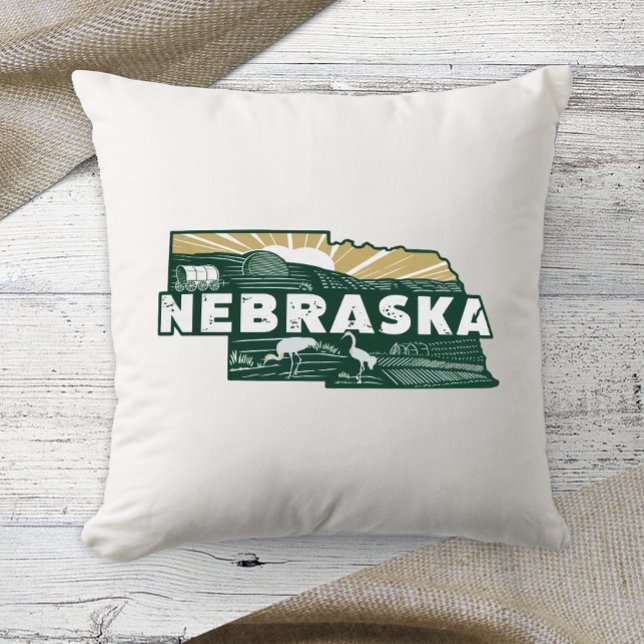 Almofada Home State Retro Color Nebraska (Criador carregado)