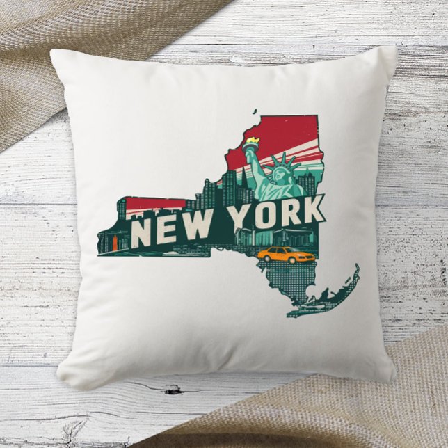 Almofada Home State Retro Color New York (Criador carregado)