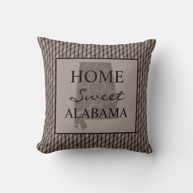 Almofada Home Sweet Alabama Faux Weave (Frente)