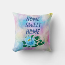 Home Sweet Colorful Watercolor Texto Floral