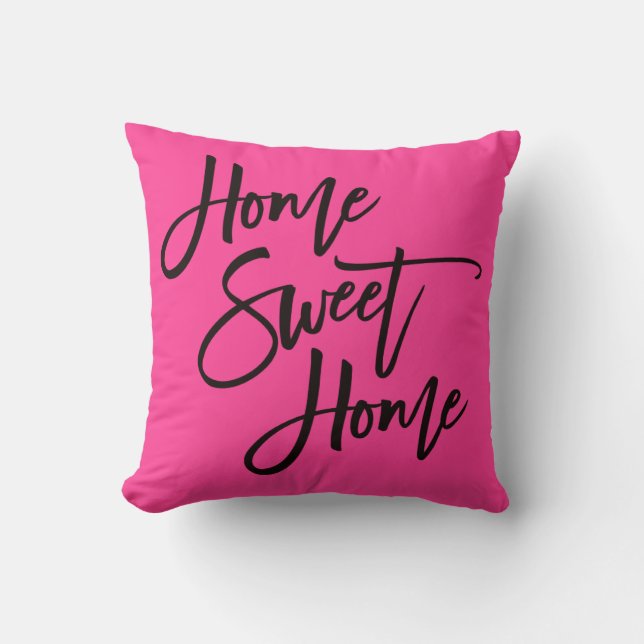 Almofada Home Sweet Home Elegante Black Script Quente (Frente)