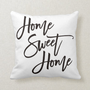 Almofada Home Sweet Home Elegante Black Script White