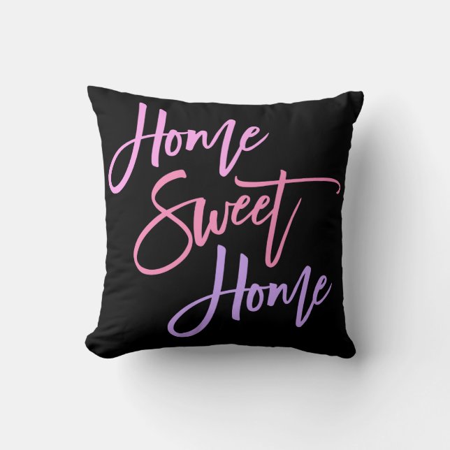 Almofada Home Sweet Home Elegante Lilac-Script Rosa-Rosa-Ro (Frente)