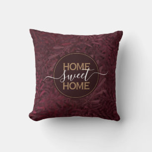 Almofada Home Sweet Home Elegante Maroon Botânico do outono