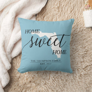 Almofada Home Sweet Home FL State Family Name Travesseiro d