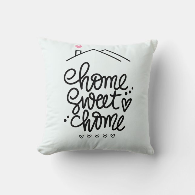 Almofada Home Sweet Home – Handwritten Pillow Design (Frente)