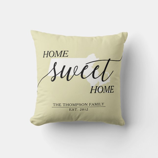 Almofada Home Sweet Home Massachusetts State (Frente)