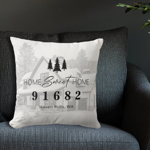 Almofada Home Sweet Home Photo Zip Code