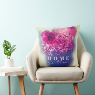 Almofada Home Sweet Home Pink Burgundy Floral Vase