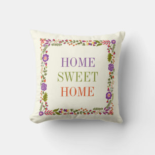Almofada "HOME SWEET HOME", primavera floral roxo, laranja