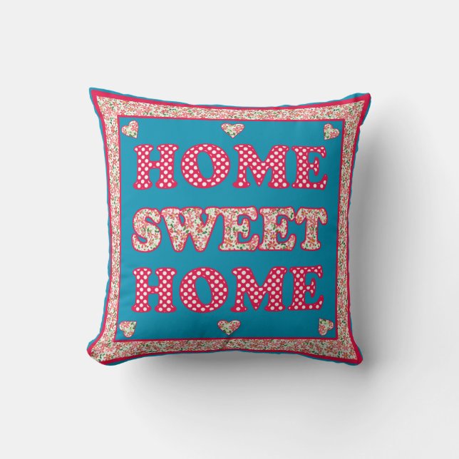 Almofada Home Sweet Home Travesseiro, Red and Blue Mix'n'Ma (Frente)