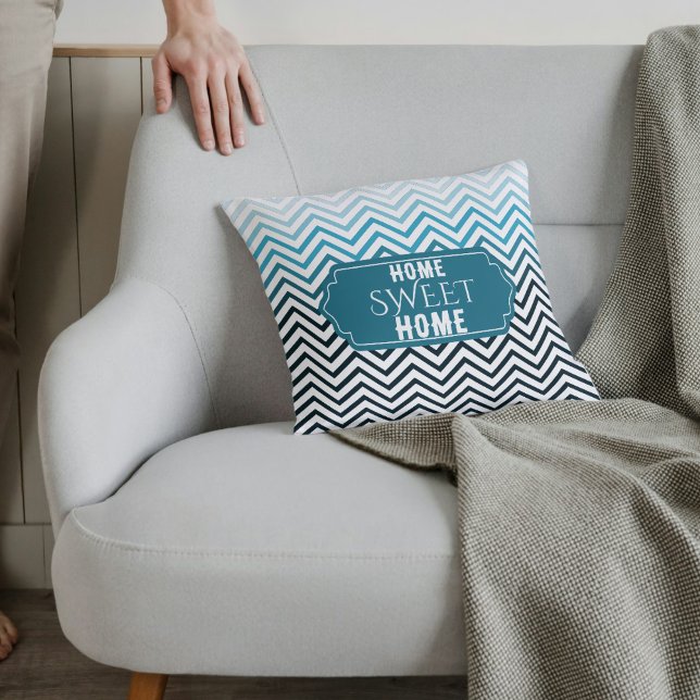 Almofada Home Sweet Sea Green e Travesseiro Black Chevron (Great For Sofas)